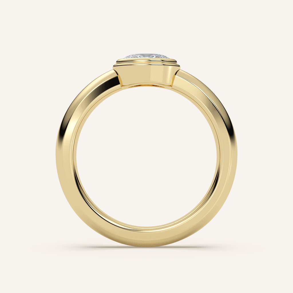 Domed Oval Double Bezel Diamond Pinky Ring — 0.30 CT in 14k Yellow Gold (view 4)