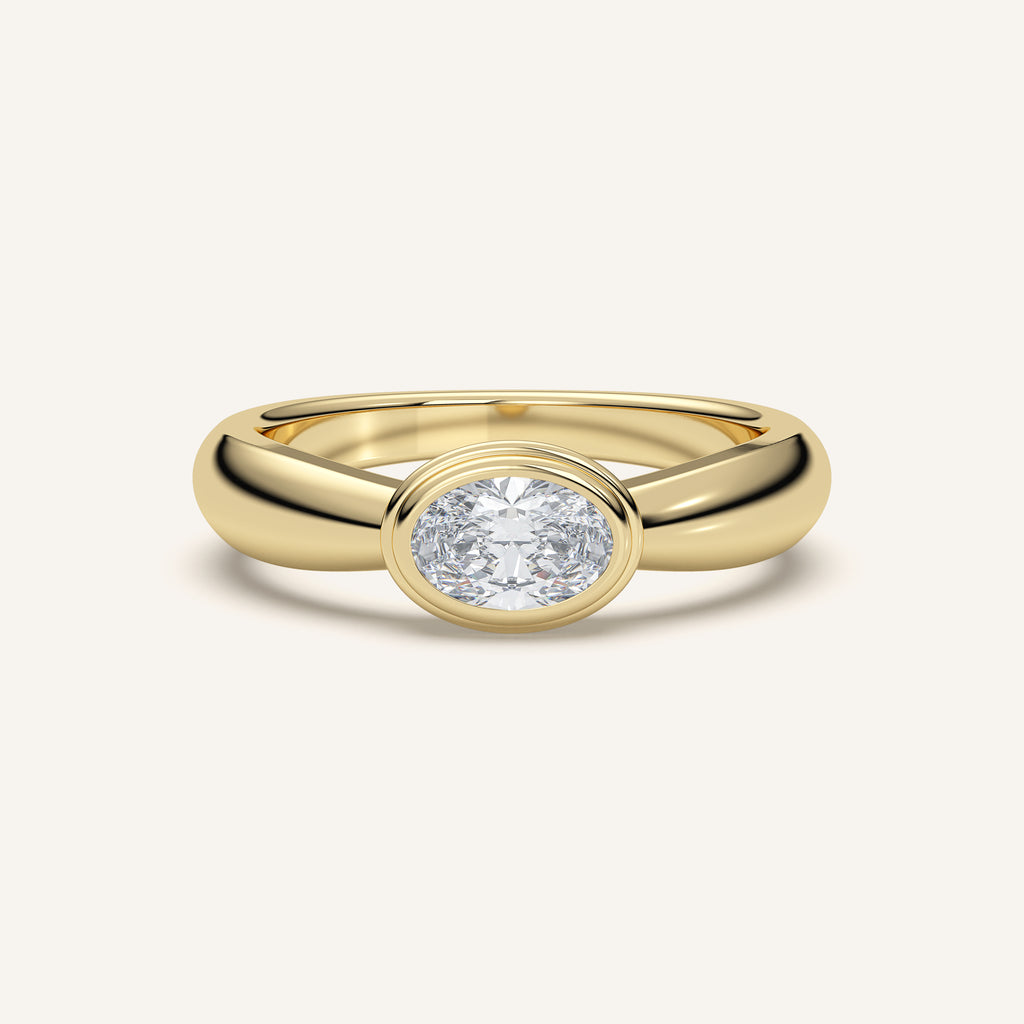 Domed Oval Double Bezel Diamond Pinky Ring — 0.30 CT in 14k Yellow Gold (view 1)