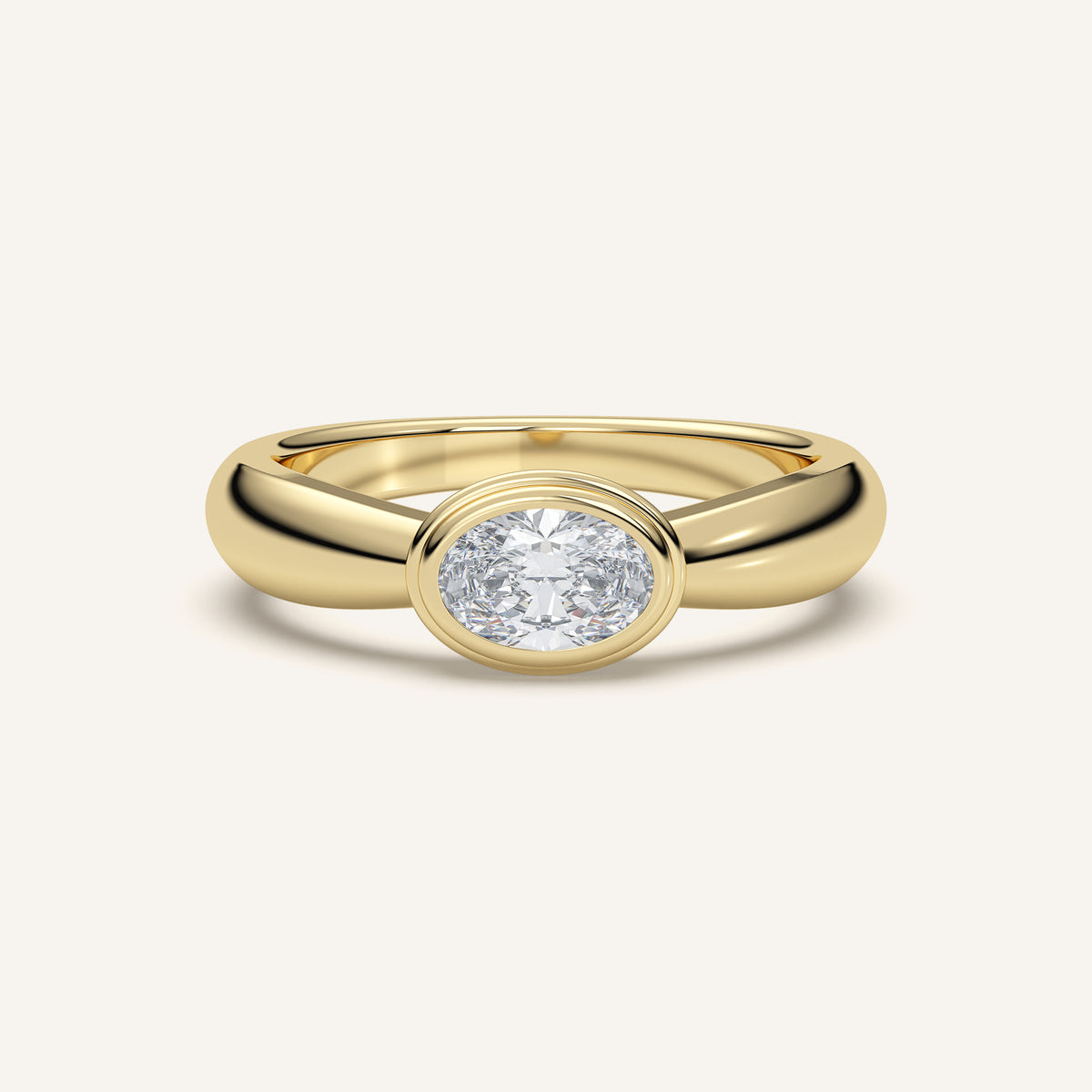Domed Oval Double Bezel Diamond Pinky Ring — 0.30 CT in 14k Yellow Gold (view 1)