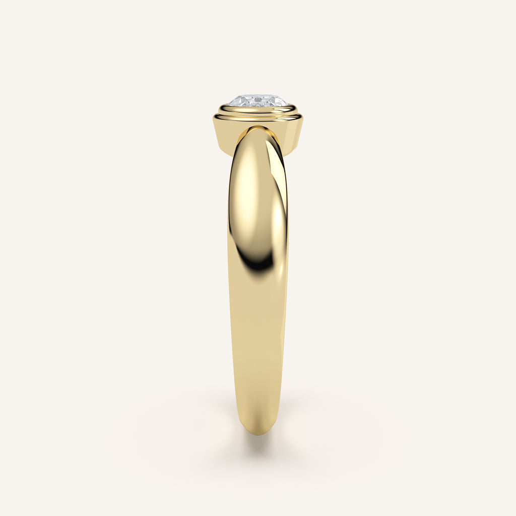 Domed Oval Double Bezel Diamond Pinky Ring — 0.30 CT in 14k Yellow Gold (view 3)