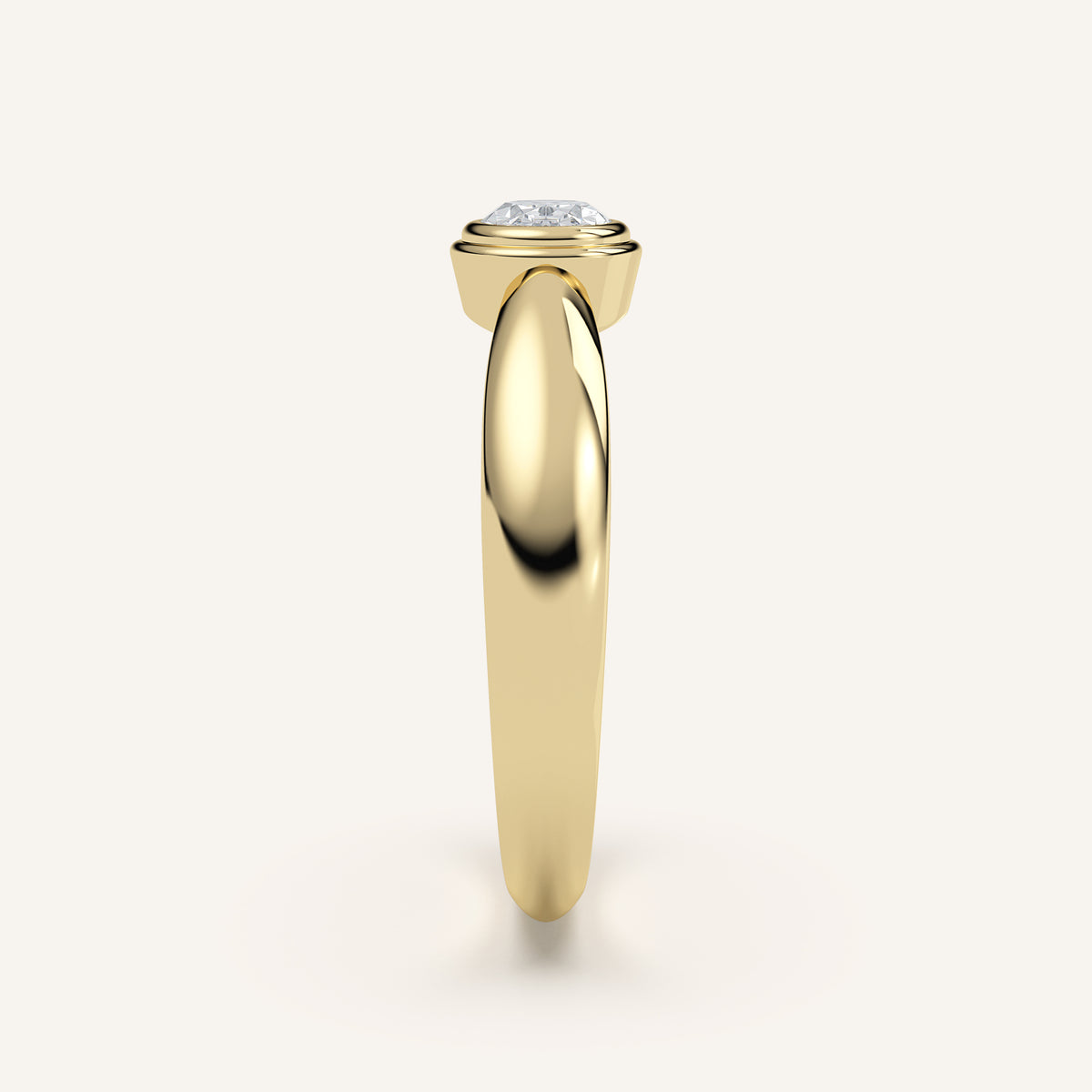 Domed Oval Double Bezel Diamond Pinky Ring — 0.30 CT in 14k Yellow Gold (view 3)