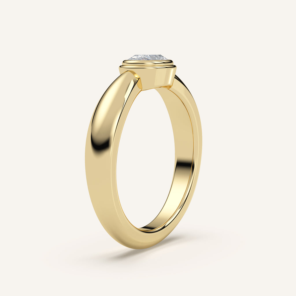 Domed Oval Double Bezel Diamond Pinky Ring — 0.30 CT in 14k Yellow Gold (view 2)