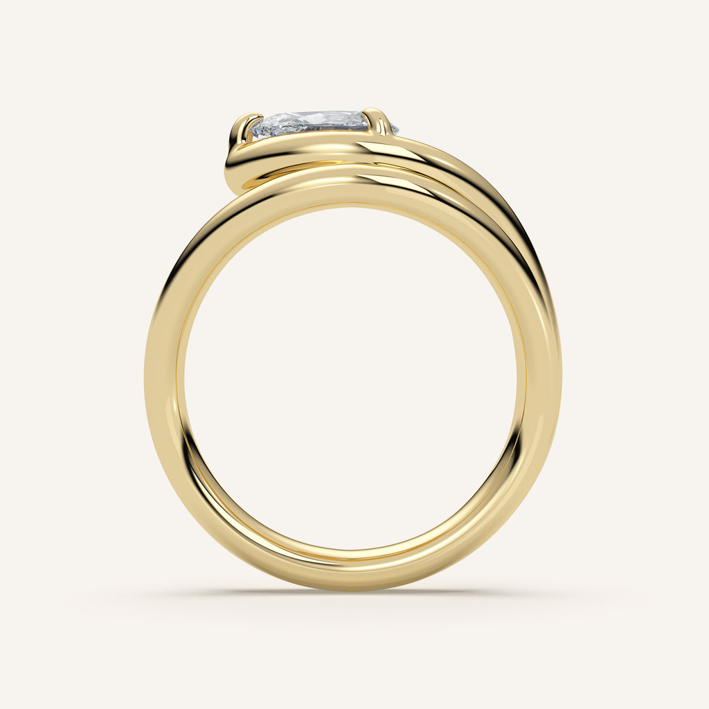 Double Wrap Pear Diamond Pinky Ring in 14k Yellow Gold (view 4)