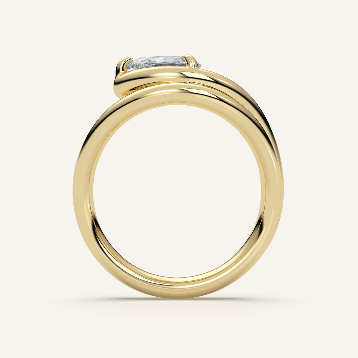 Double Wrap Pear Diamond Pinky Ring in 14k Yellow Gold (view 4)
