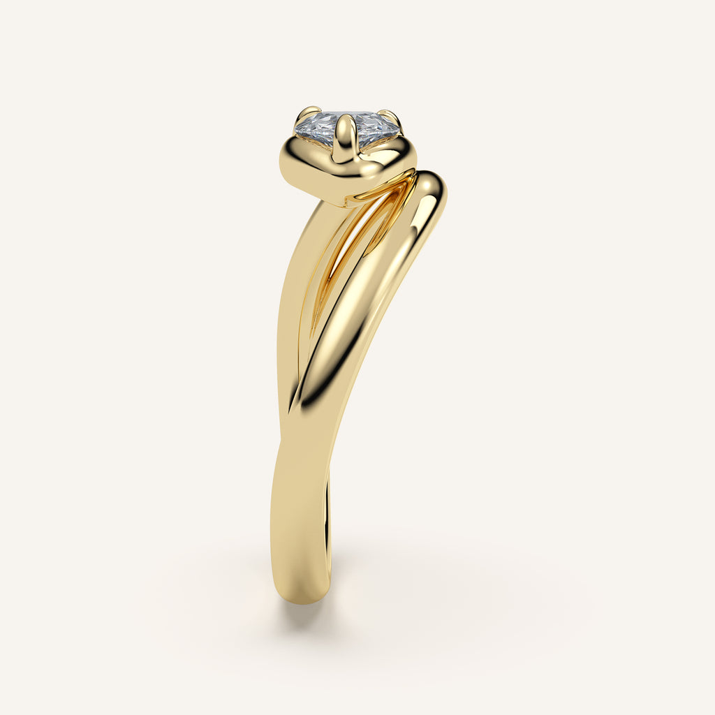 Double Wrap Pear Diamond Pinky Ring in 14k Yellow Gold (view 3)