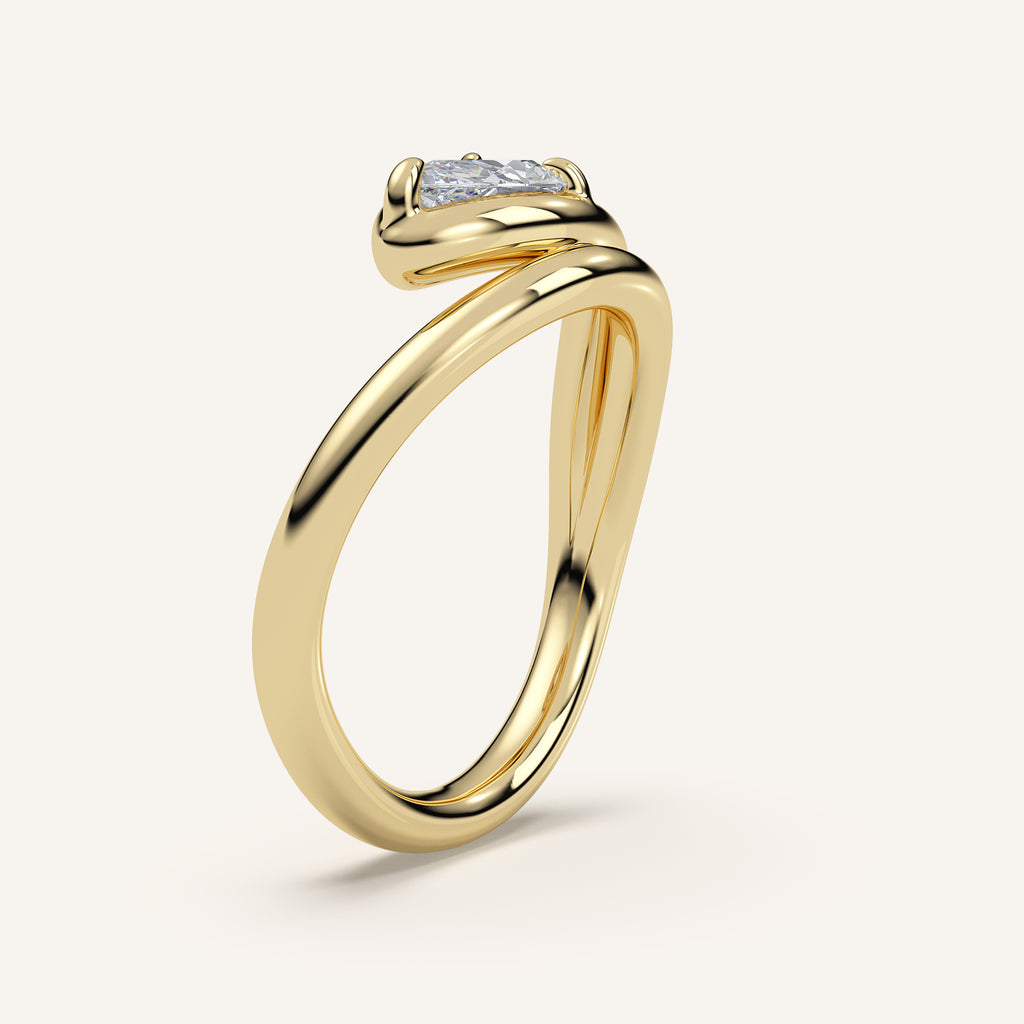Double Wrap Pear Diamond Pinky Ring in 14k Yellow Gold (view 2)