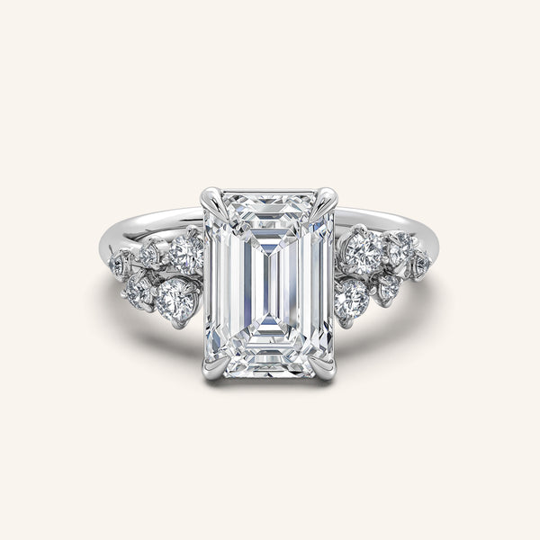 Floral Accent Engagement Ring | 14k White Gold