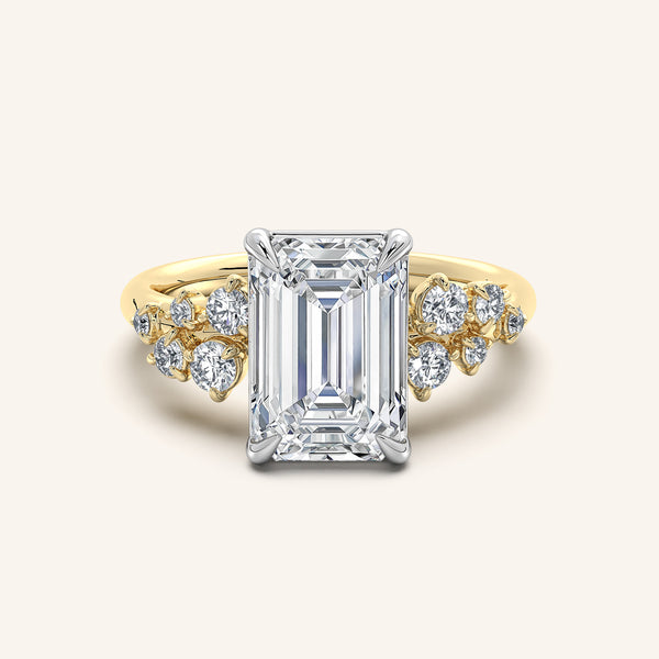 Floral Accent Engagement Ring | 18k Two Tone