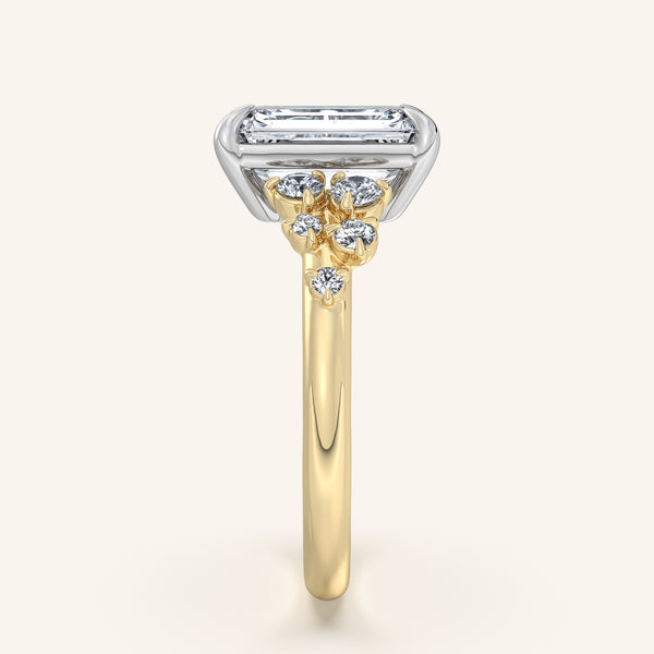 Floral Accent Engagement Ring | 14k Two Tone