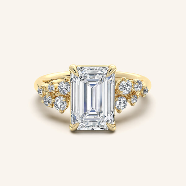 Floral Accent Engagement Ring | 18k Yellow Gold