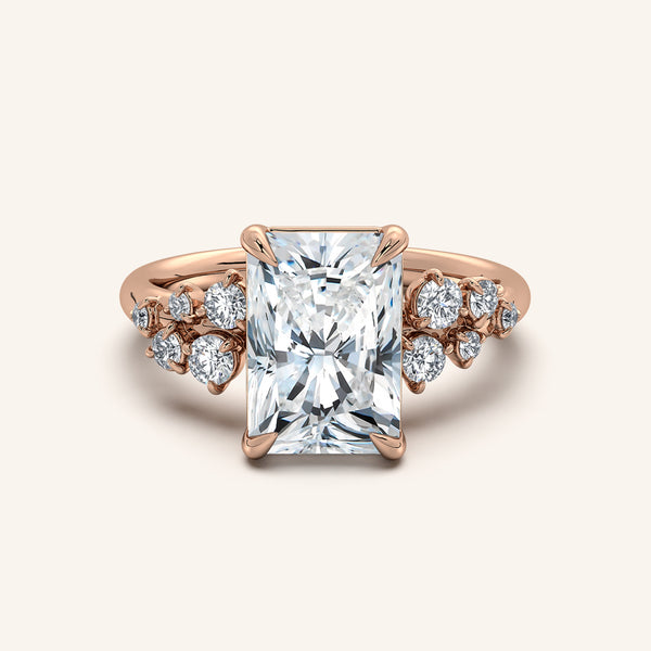 Radiant Floral Accent Engagement Ring | 18k Rose Gold