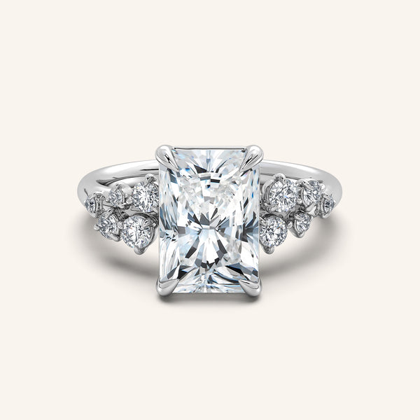Floral Accent Engagement Ring | 14k White Gold