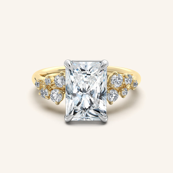 Floral Accent Engagement Ring | 18k Two Tone