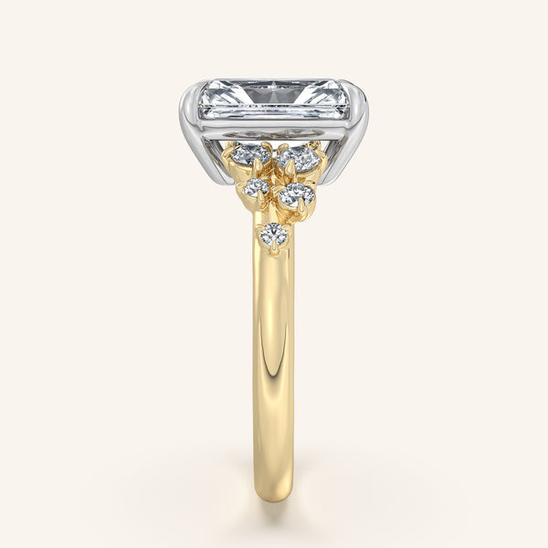 Floral Accent Engagement Ring | 14k Two Tone