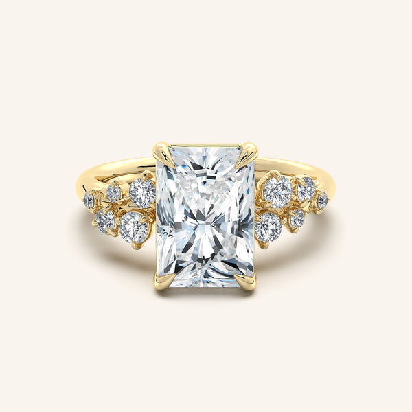Floral Accent Engagement Ring | 18k Yellow Gold