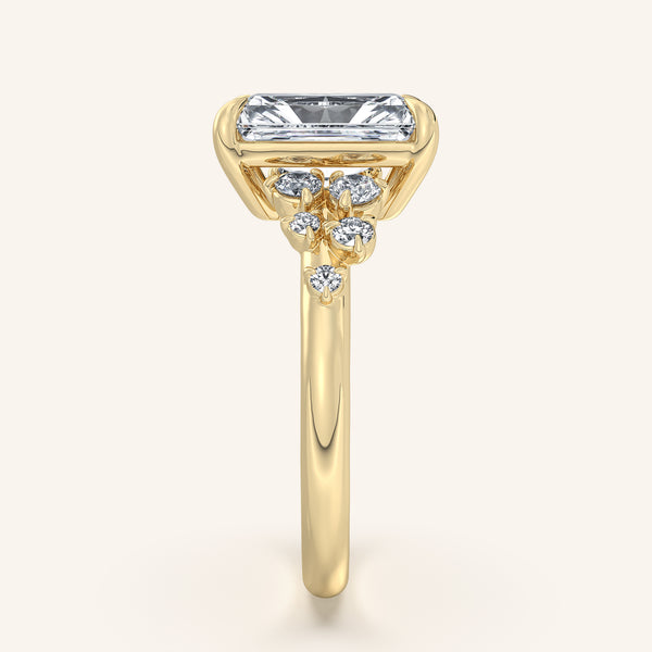 Floral Accent Engagement Ring | 14k Yellow Gold