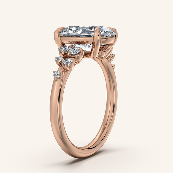 Oval Floral Accent Engagement Ring | 14k Rose Gold