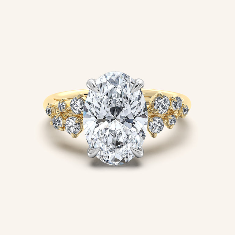Image for Floral Accent Engagement Ring | 18k Two Tone