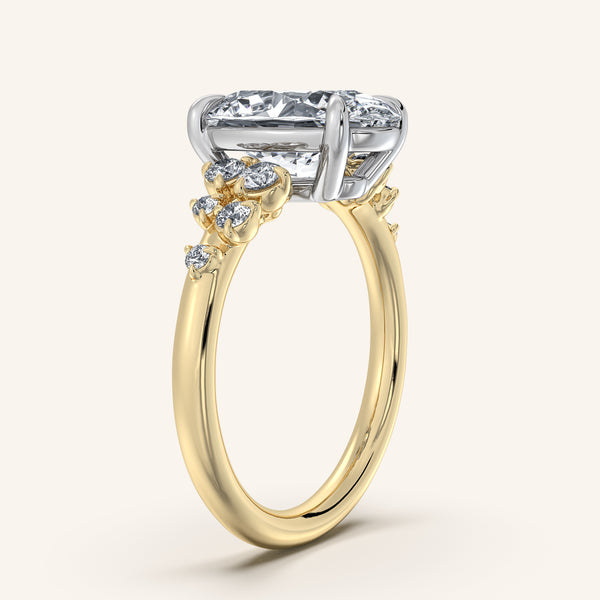 Oval Floral Accent Engagement Ring | 14k Two Tone