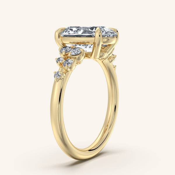 Oval Floral Accent Engagement Ring | 18k Yellow Gold