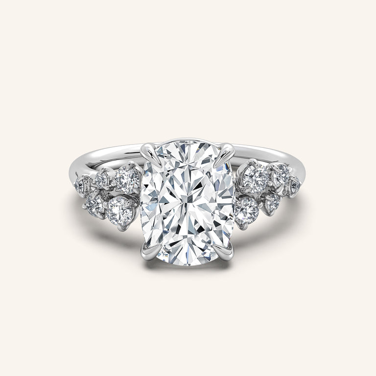 Image for Floral Accent Engagement Ring | 18k White Gold