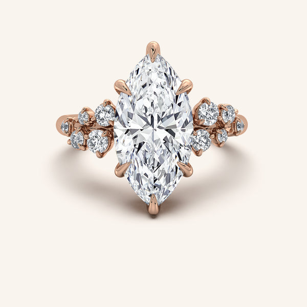 Floral Accent Engagement Ring | 18k Rose Gold