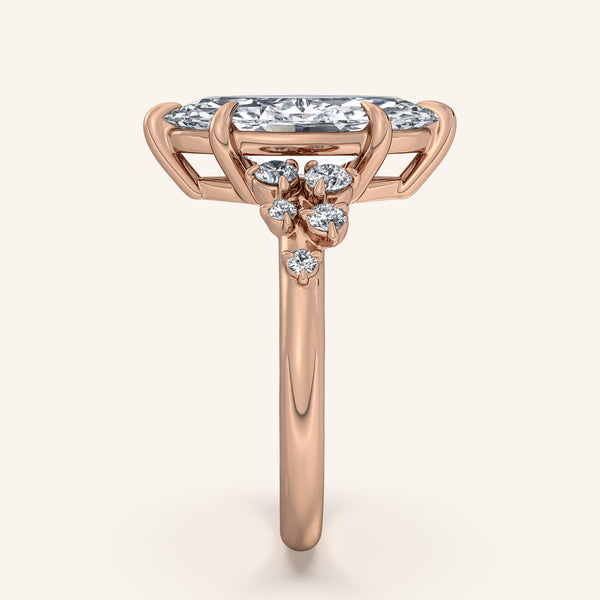 Marquise Floral Accent Engagement Ring | 18k Rose Gold