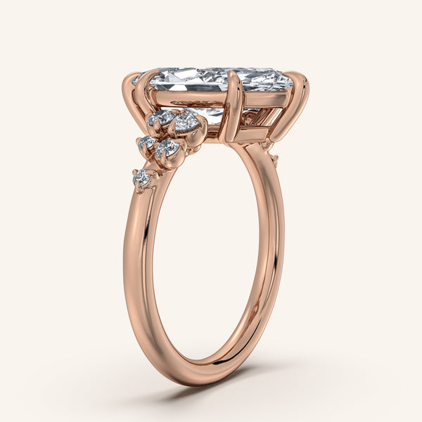Marquise Floral Accent Engagement Ring | 14k Rose Gold