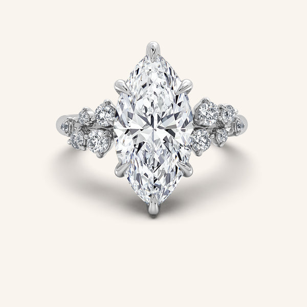 Floral Accent Engagement Ring | Platinum