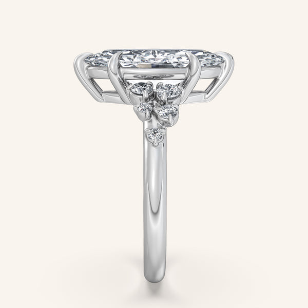 Floral Accent Engagement Ring | 18k White Gold