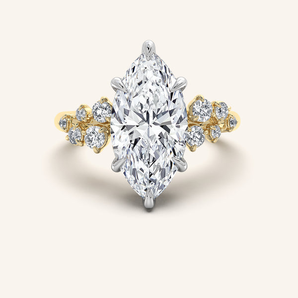 Floral Accent Engagement Ring | 18k Two Tone