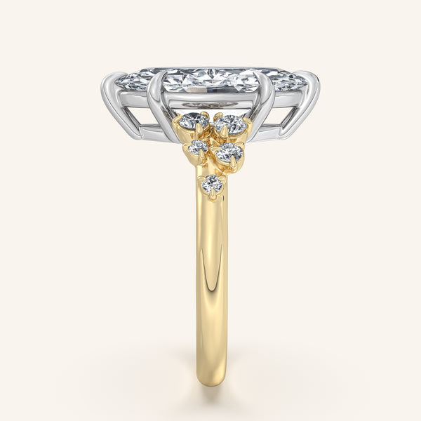 Floral Accent Engagement Ring | 14k Two Tone