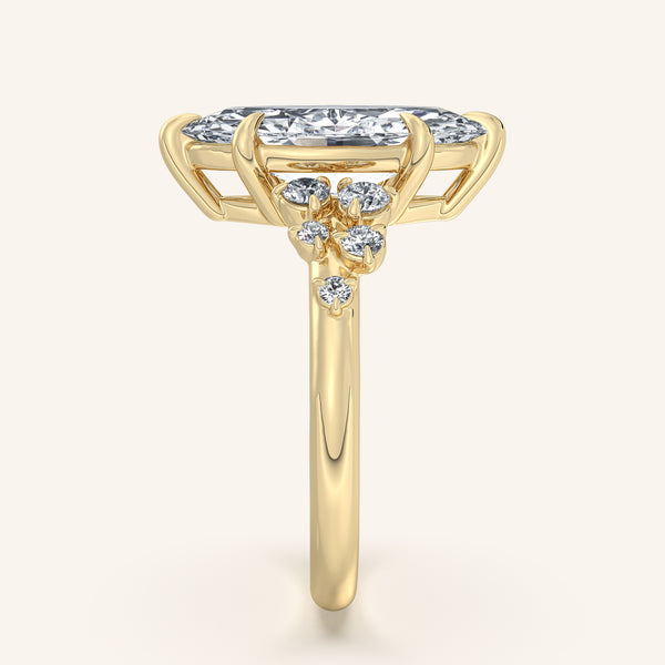 Floral Accent Engagement Ring | 14k Yellow Gold