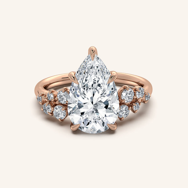 Floral Accent Engagement Ring | 14k Rose Gold