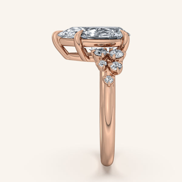 Pear Shape Floral Accent Engagement Ring | 18k Rose Gold