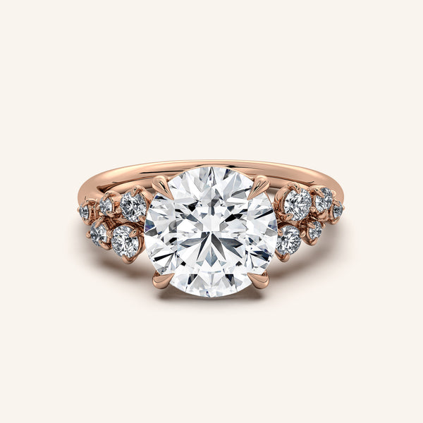 Floral Accent Engagement Ring | 18k Rose Gold