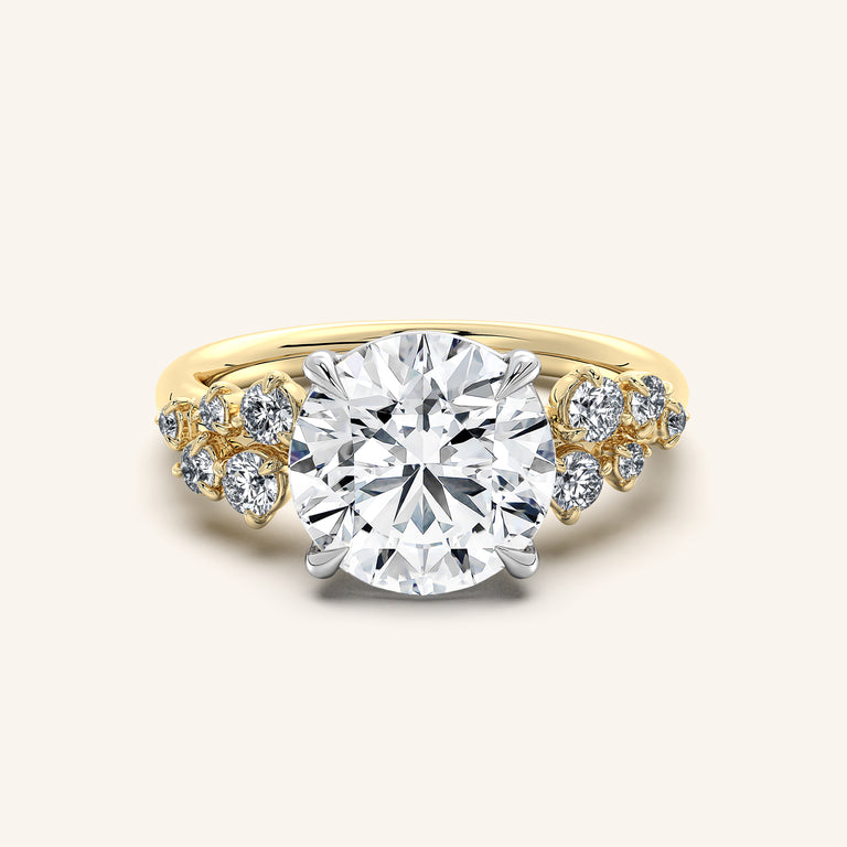 Image for Floral Accent Engagement Ring | 18k Two Tone