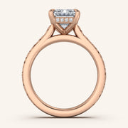Image for Emerald Engraved Cathedral Engagement Ring | 14k Rose Gold
