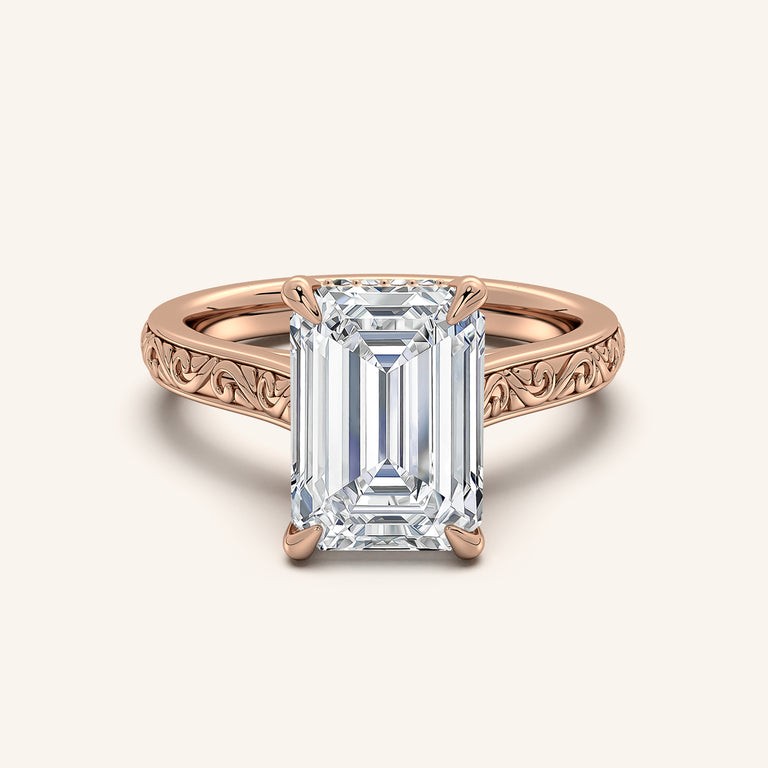 Image for Engraved Cathedral Engagement Ring | 14k Rose Gold