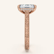 Image for Emerald Engraved Cathedral Engagement Ring | 14k Rose Gold