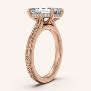 Image for Emerald Engraved Cathedral Engagement Ring | 14k Rose Gold