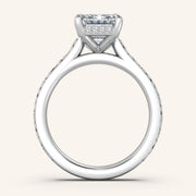 Image for Emerald Engraved Cathedral Engagement Ring | 18k White Gold