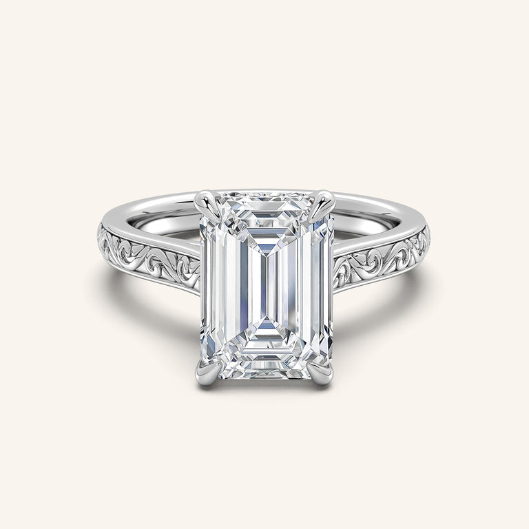 Image for Engraved Cathedral Engagement Ring | Platinum