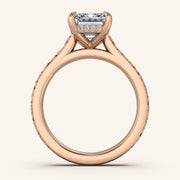 Image for Radiant Engraved Cathedral Engagement Ring | 14k Rose Gold
