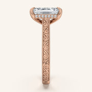 Image for Radiant Engraved Cathedral Engagement Ring | 14k Rose Gold