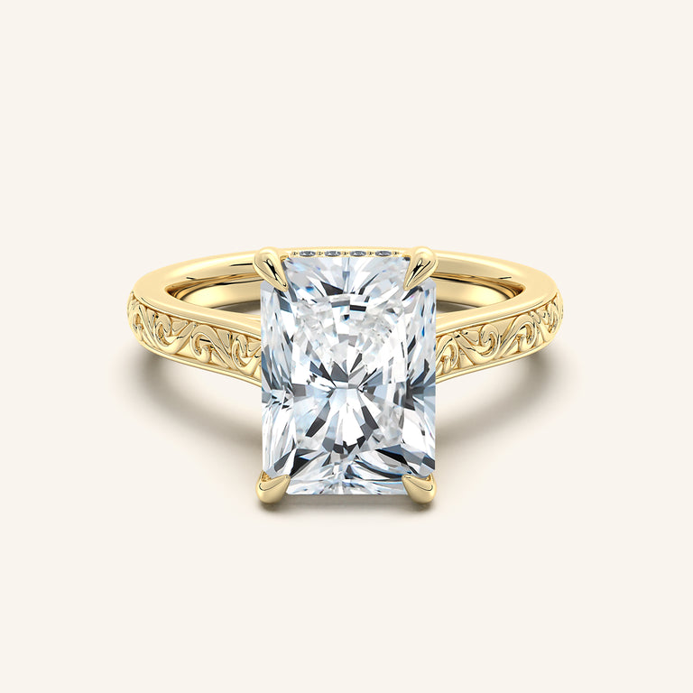 Image for Engraved Cathedral Engagement Ring | 18k Yellow Gold