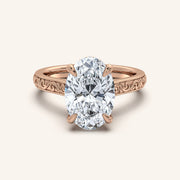 Image for Oval Engraved Cathedral Engagement Ring | 14k Rose Gold