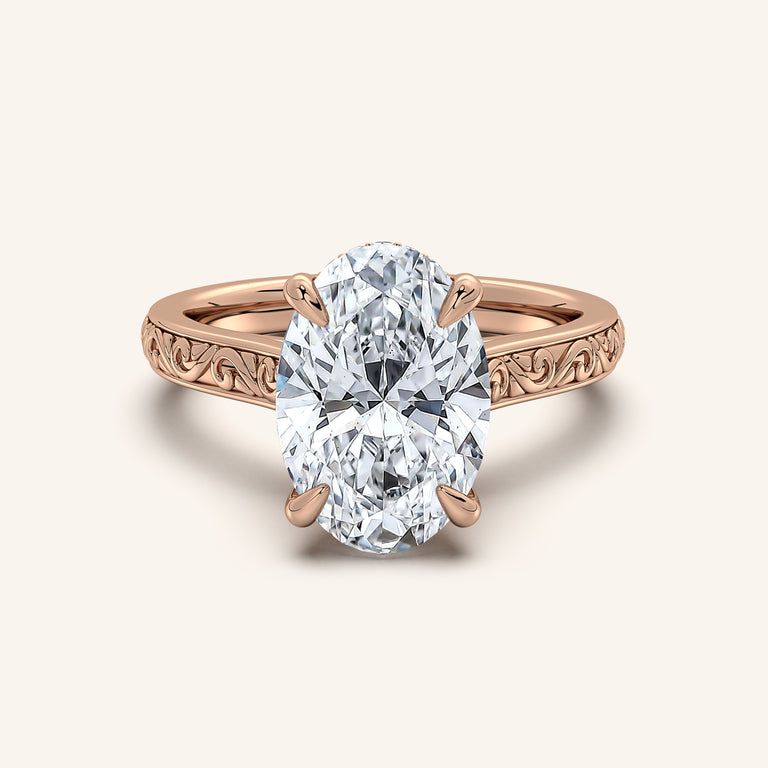 Image for Engraved Cathedral Engagement Ring | 14k Rose Gold