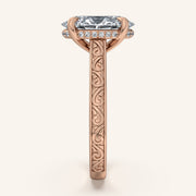 Image for Oval Engraved Cathedral Engagement Ring | 18k Rose Gold