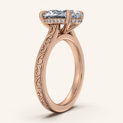 Image for Oval Engraved Cathedral Engagement Ring | 14k Rose Gold